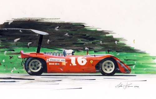 Ferrari 612P at speed — motorsport artwork by Miha Furlan