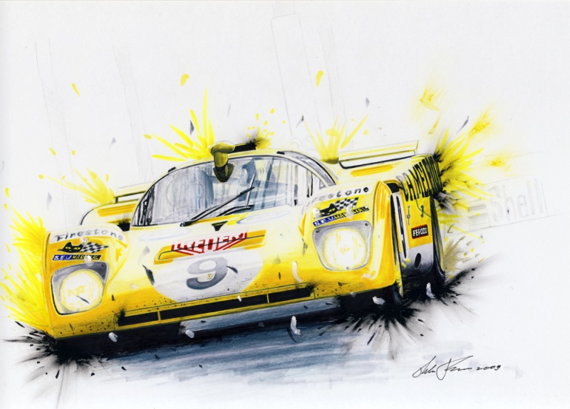 Ferrari 512M at Lemans — motorsport artwork by Miha Furlan