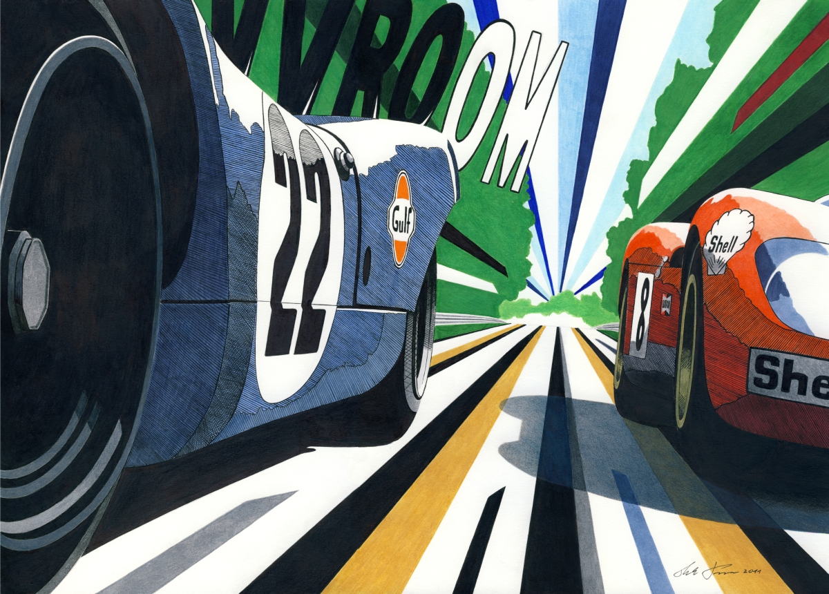 Fight to the finish! — motorsport artwork by Miha Furlan