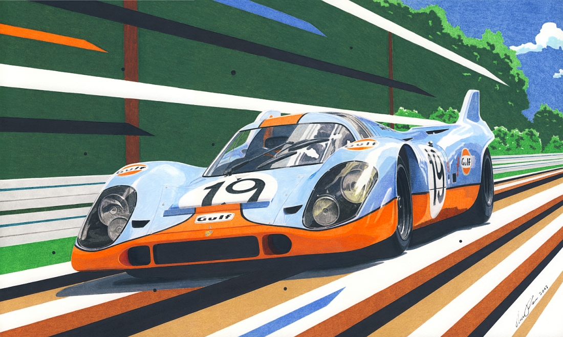 Gulf Porsche 917 — motorsport artwork by Miha Furlan
