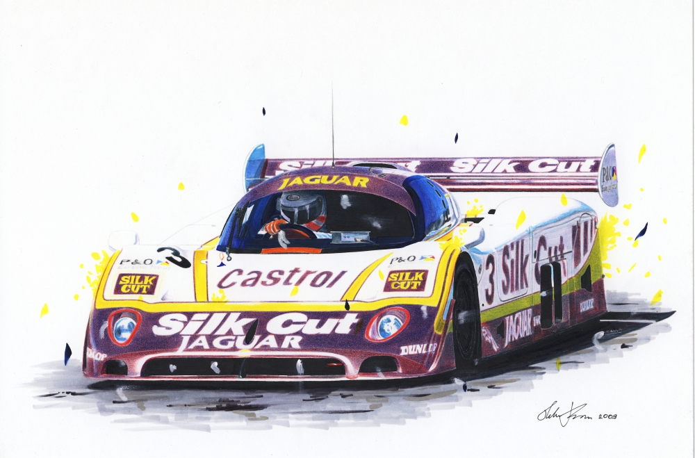Jaguar XJR 9 silk cut — motorsport artwork by Miha Furlan
