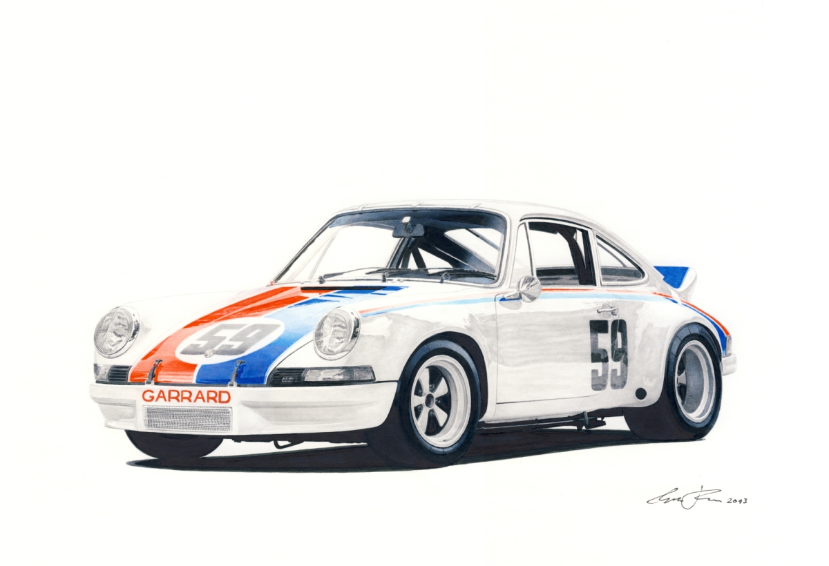 Brumos Porsche 911 RSR — motorsport artwork by Miha Furlan