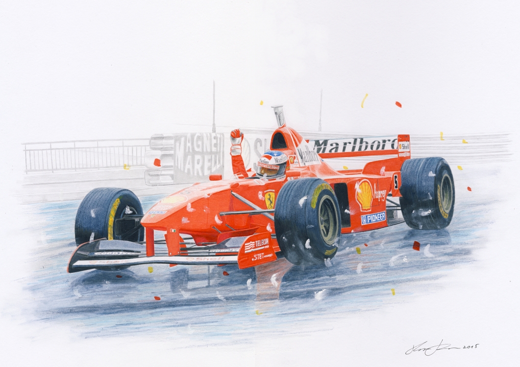 Schumi’s greatest victory — motorsport artwork by Miha Furlan
