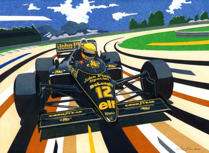 Senna in Brazil — motorsport artwork by Miha Furlan