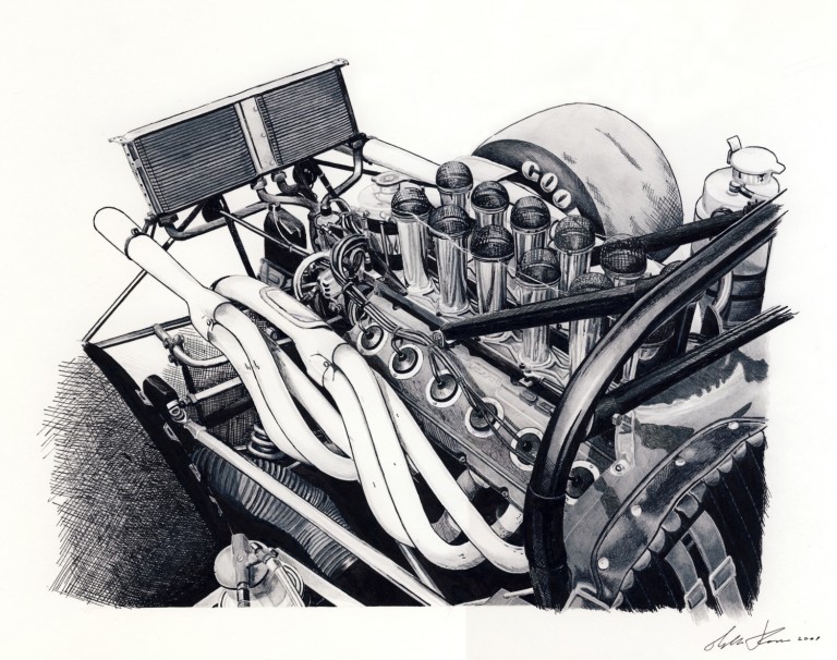 Ferrari 612P engine — motorsport artwork by Miha Furlan