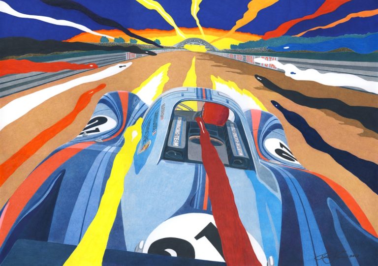 Sunset at Lemans — motorsport artwork by Miha Furlan