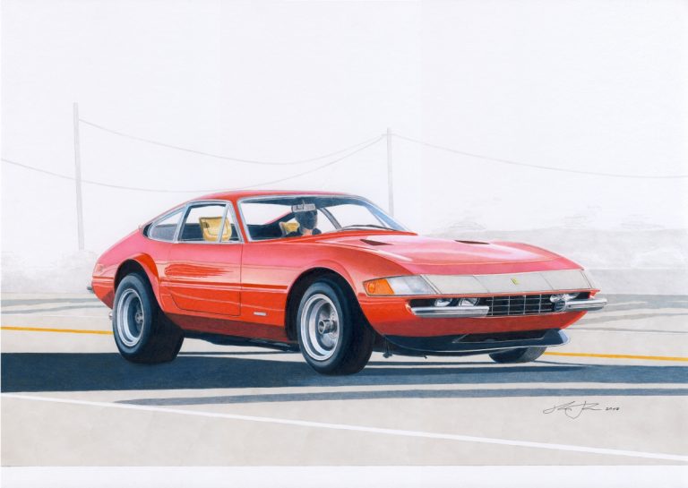 Daytona on a highway — motorsport artwork by Miha Furlan