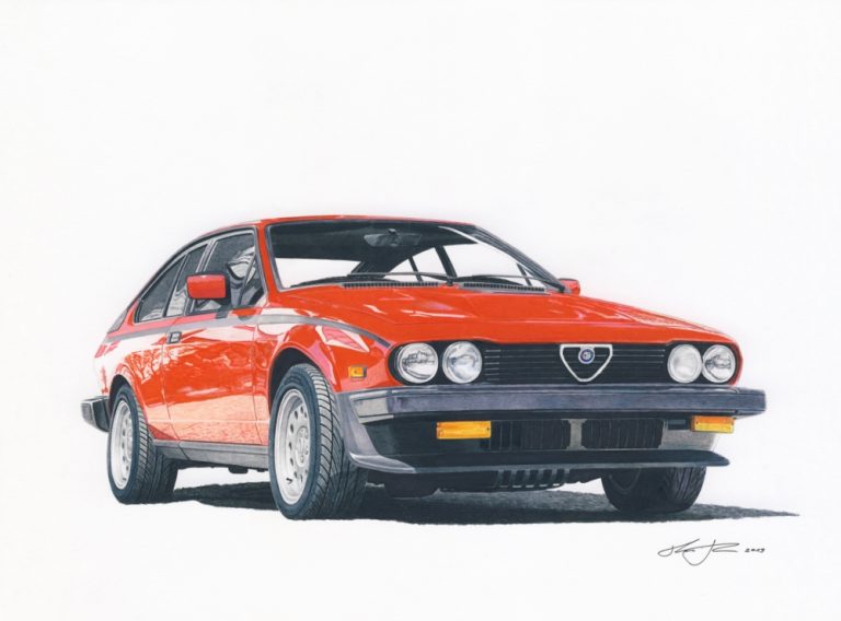 Alfa Romeo GTV V6 — motorsport artwork by Miha Furlan