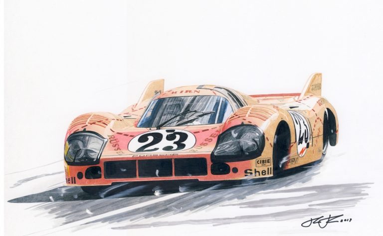 Pink Pig — motorsport artwork by Miha Furlan