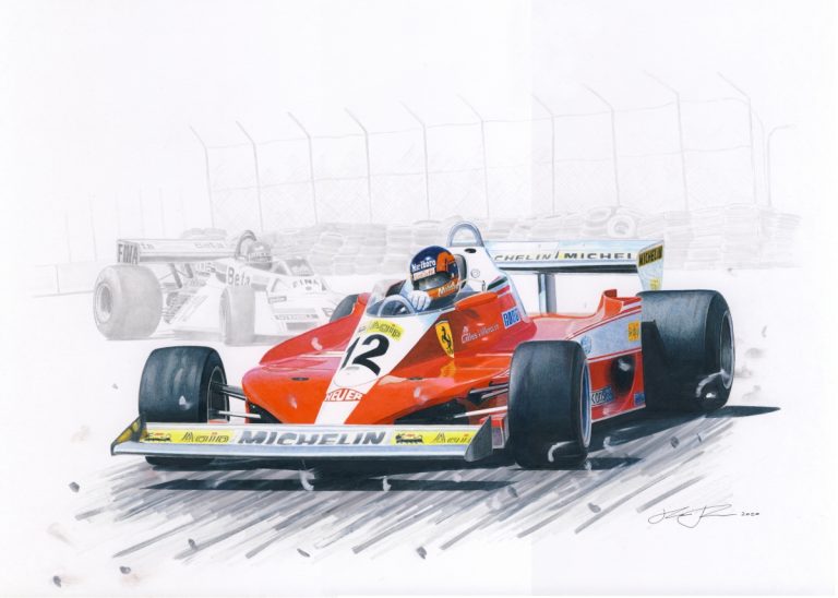 In the lead — motorsport artwork by Miha Furlan