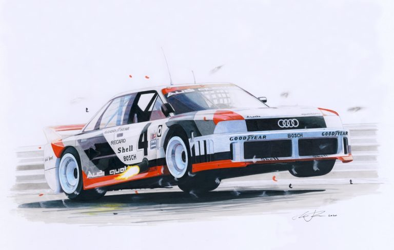 Audi 90 Quattro IMSA GTO — motorsport artwork by Miha Furlan