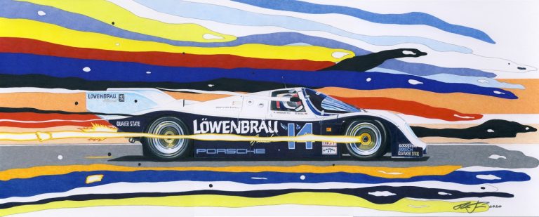 Lowenbrau Porsche 962 — motorsport artwork by Miha Furlan