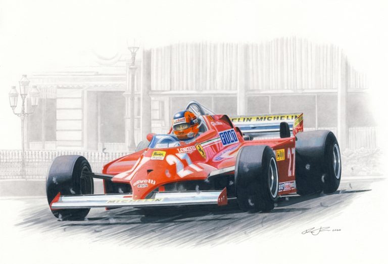 Gilles wins at Monaco — motorsport artwork by Miha Furlan