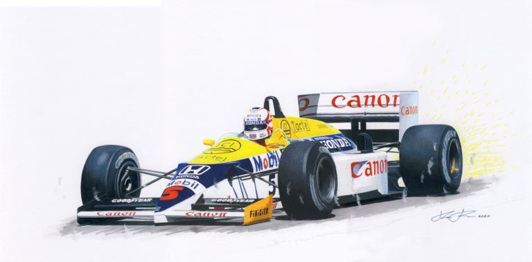 Red Five in action — motorsport artwork by Miha Furlan