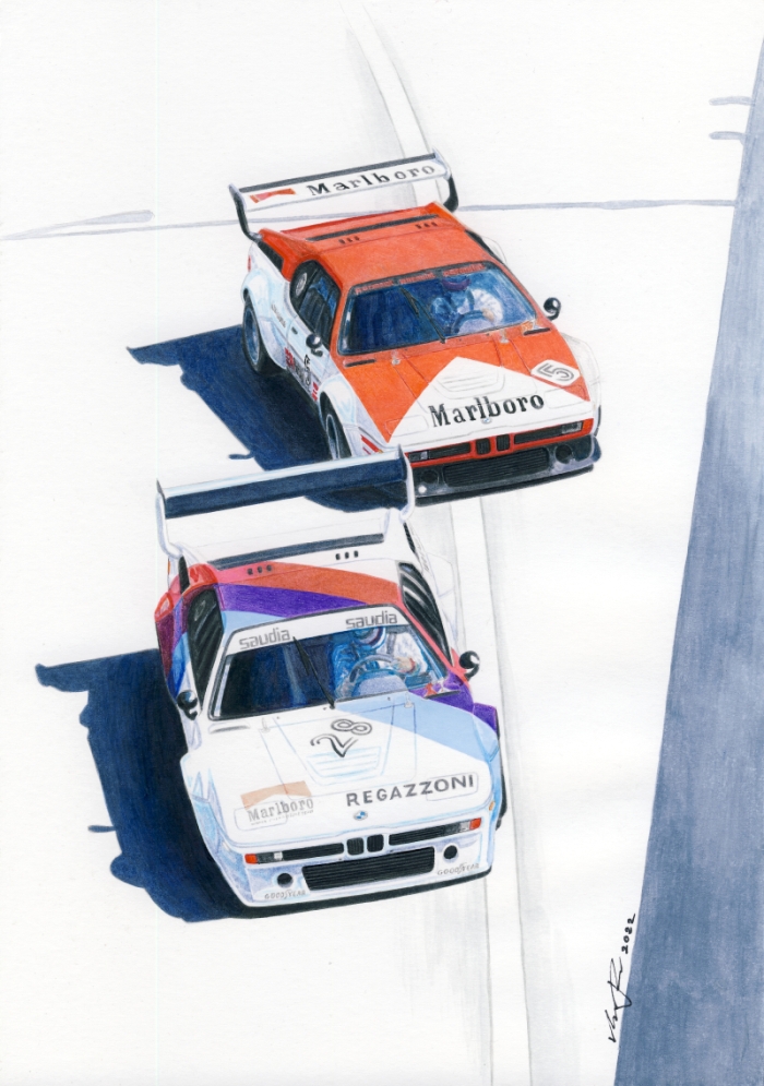 BMW M1 procar duel — motorsport artwork by Miha Furlan