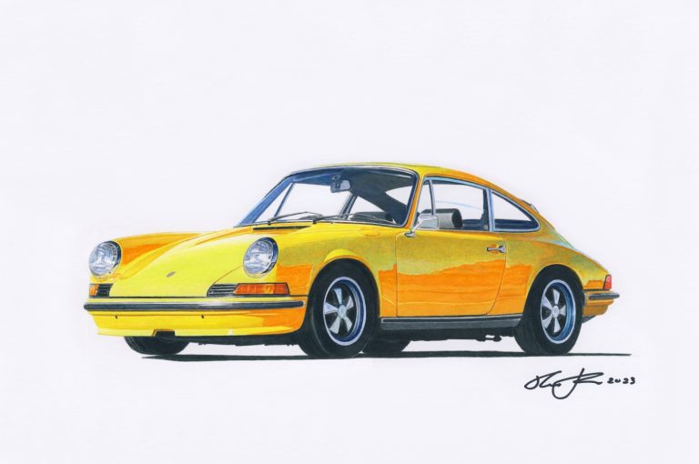 Porsche 911E — motorsport artwork by Miha Furlan