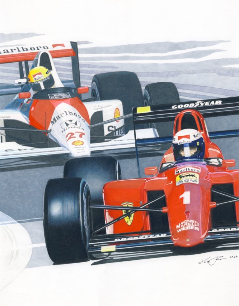 Prost vs Senna 1990 — motorsport artwork by Miha Furlan