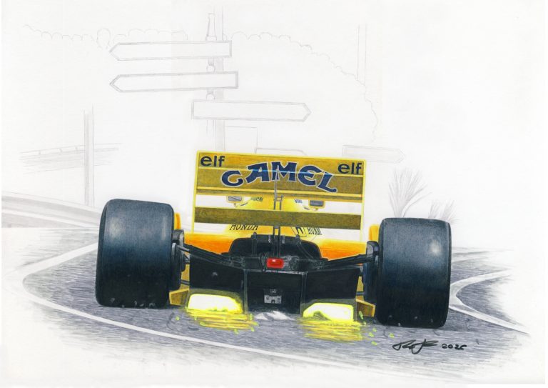Senna Monaco 87 — motorsport artwork by Miha Furlan